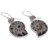 Russian Pyrite Ammonite and Pyrite Silver Dangle Earring