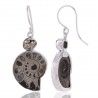 Russian Pyrite Ammonite and Pyrite Silver Dangle Earring