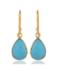 18K Gold Plated Silver Earring with Arizona Turquoise Drop