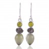 Idocarse Meteorite and Prehnite Silver Dangle Earring