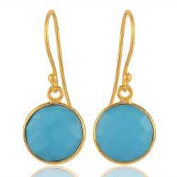 Arizona Turquoise Round Earring 18K Gold Plated Silver