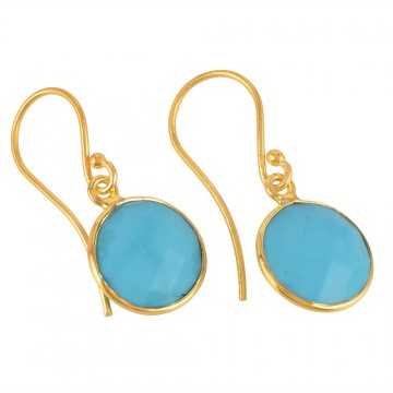 Arizona Turquoise Round Earring 18K Gold Plated Silver