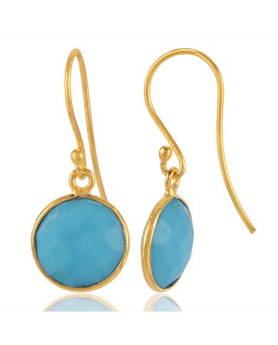 Arizona Turquoise Round Earring 18K Gold Plated Silver