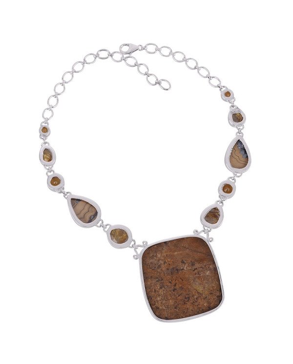 Schelm Blend Bronzite Citrine and Yellow Rutile Sterling Silver Choker Necklace