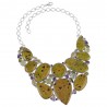 Stichtite in Serpentine and Amethyst Peridot Lemon Silver Choker Large Necklace