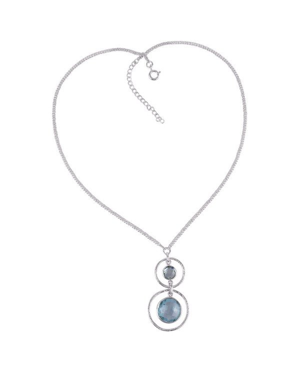 Blue Topaz and Sterling Silver Gemstone Designer Necklace