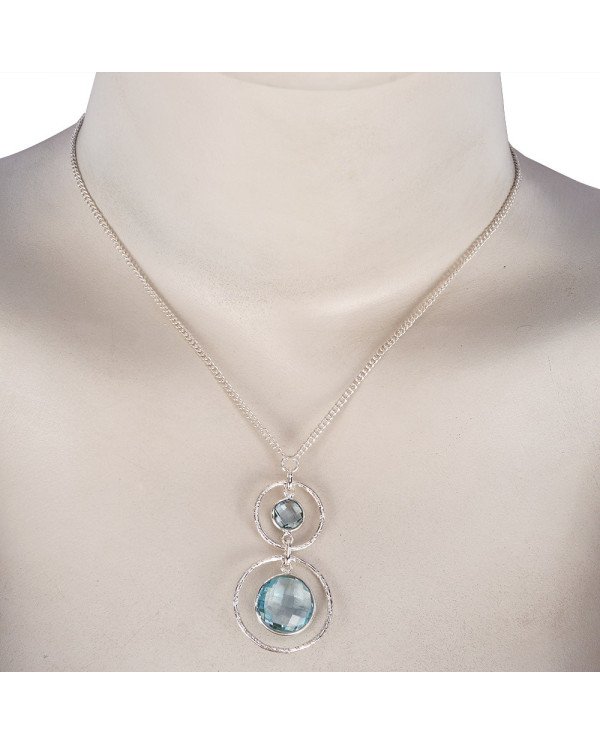 Blue Topaz and Sterling Silver Gemstone Designer Necklace