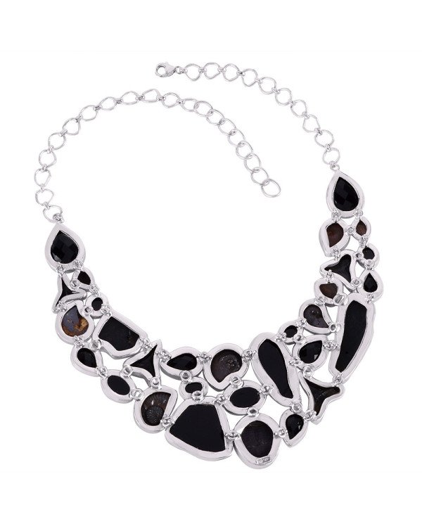 Tektite Trilobite Shark Tooth Hematite and Onyx Silver Black Stone Necklace