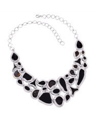 Tektite Trilobite Shark Tooth Hematite and Onyx Silver Black Stone Necklace