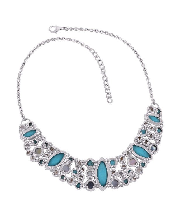 Arizona Turquoise Rainbow Moonstone mabe Pearl BT Multi Stone Silver Choker Necklace