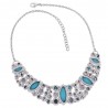 Arizona Turquoise Rainbow Moonstone mabe Pearl BT Multi Stone Silver Choker Necklace