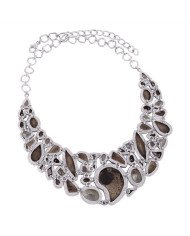 Russian Ammonite Pyritesun Meteorite Green Amethyst and Smoky Quartz Silver Necklace