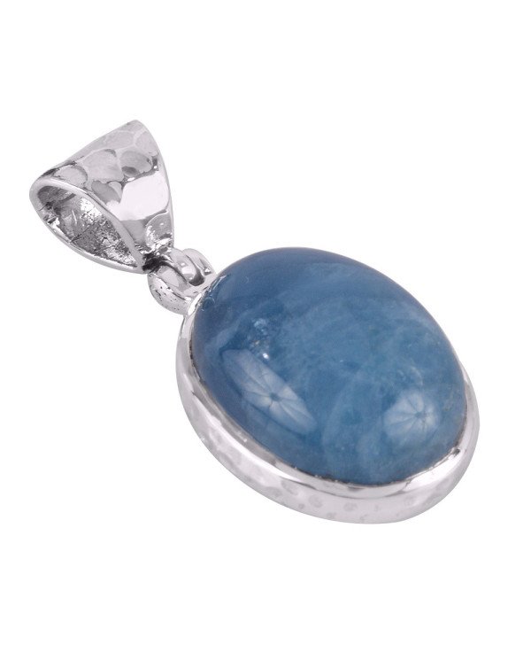 Aquamarine Cabochone 925 Silver Pendant