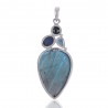Labradorite Blue Topaz BT Pearl and Kyanite Blue Stone Pendant 925 Silver