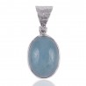 Aquamarine Oval and 925 Silver Pendant