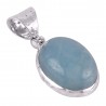 Aquamarine Oval and 925 Silver Pendant