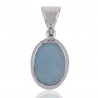 Aquamarine Oval and 925 Silver Pendant