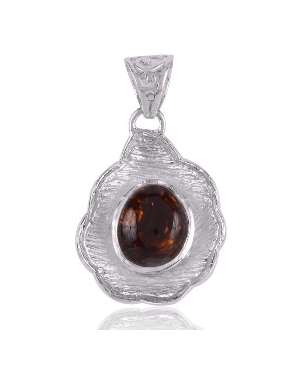 Fire Agate and 925 Silver Designer Lotus Pendant Locket