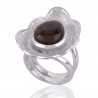 Fire Agate and 925 Solid Sterling Silver Designer Lotus Ring