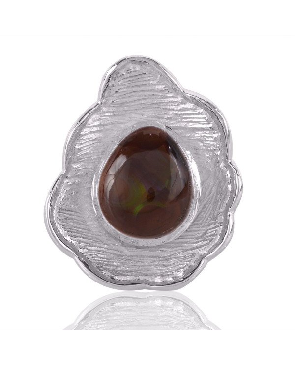 Fire Agate and 925 Solid Sterling Silver Designer Lotus Ring
