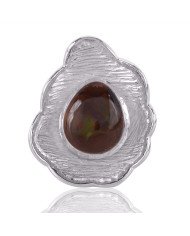 Fire Agate and 925 Solid Sterling Silver Designer Lotus Ring