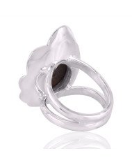 Fire Agate and 925 Solid Sterling Silver Designer Lotus Ring