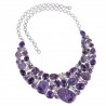 Buy Natural Gemstone Charoite, Amethyst, Crystal, Pearl Unique Combination Sterling Silver Adjustable Necklace