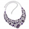 Buy Natural Gemstone Charoite, Amethyst, Crystal, Pearl Unique Combination Sterling Silver Adjustable Necklace