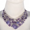 Buy Natural Gemstone Charoite, Amethyst, Crystal, Pearl Unique Combination Sterling Silver Adjustable Necklace