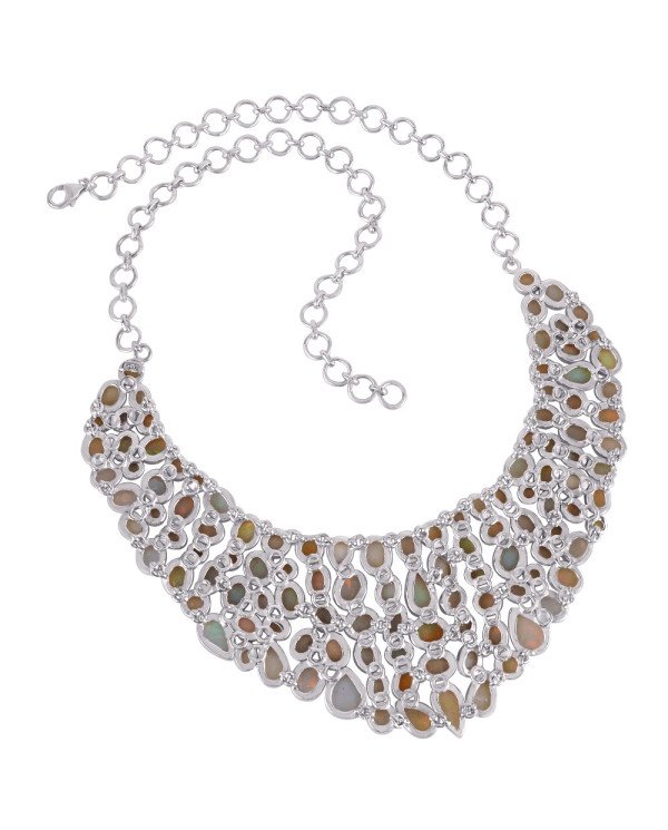 Rare Ethiopian Opal Fire Gemstone and Sterling Silver Necklace for Women