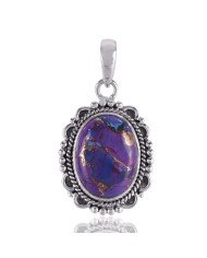 Sterling Silver Purple Copper Turquoise Handmade Pendant