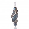 Blue Flash Labradorite Multi Gemstone Uniquely handmade Sterling Silver Pendant