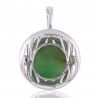Sterling Silver Natural chrysoprase and Peridot gemstone Pendant