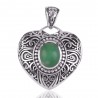 Natural Gemstone Chrysoprase with Designer Heart Shape 925 Sterling Silver Pendant Jewelry