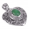 Natural Gemstone Chrysoprase with Designer Heart Shape 925 Sterling Silver Pendant Jewelry