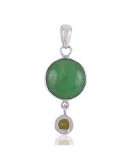 Chrysoprase and Peridot Natural Gemstone 925 Sterling Silver Best Price Pendant