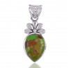 Natural Green Copper Turquoise Gemstone Sterling Silver Pendant