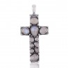 Best Selling Cross Pendant Completely Handmade with Rainbow Moonstone Gemstone and Sterling Silver