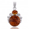 Natural Baltic Amber Gemstone Sterling Silver Pendant