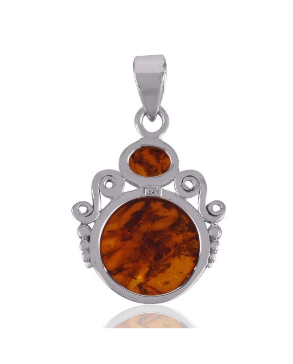 Natural Baltic Amber Gemstone Sterling Silver Pendant