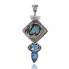 Abalone Shell Natural Mother of Pearl and Blue Topaz Sterling Silver Pendant