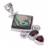 Mother of Pearl with Exotic Combination of Garnet Gemstone and Sterling Silver Pendant