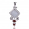 Mother of Pearl with Exotic Combination of Garnet Gemstone and Sterling Silver Pendant