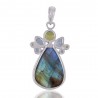 Multi Gemstone Pendant With Labradorite, Peridot and Blue Topaz Sterling Silver Pendant