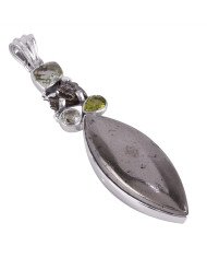 Gemstone Sun Pyrite Meturite Green Amethyst and Peridot Multi Gemstone Pendant