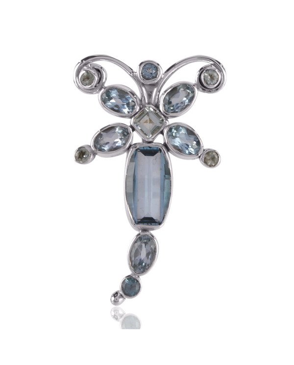Sterling Silver Blue Topaz Gemstone Pendant | Jewels Artisan