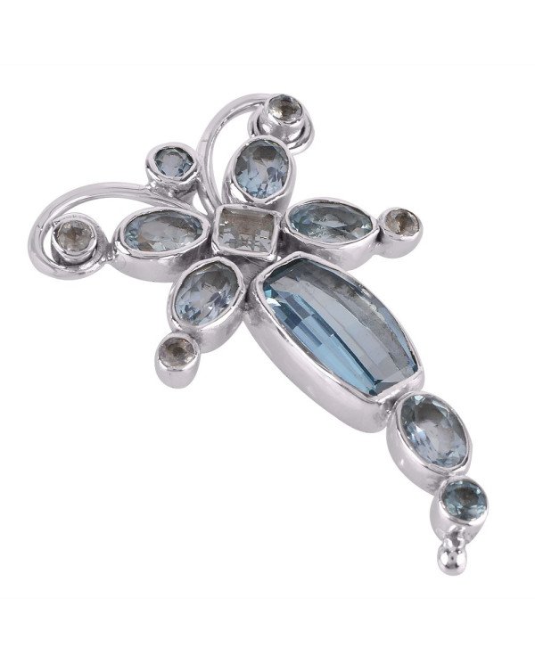 Sterling Silver Blue Topaz Gemstone Pendant | Jewels Artisan