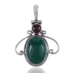 Solid Silver and Onyx Pendant Necklace