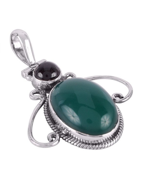 Solid Silver and Onyx Pendant Necklace