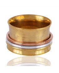 Silver Copper and Brass Mix Metal Three Tone Spinner Ring